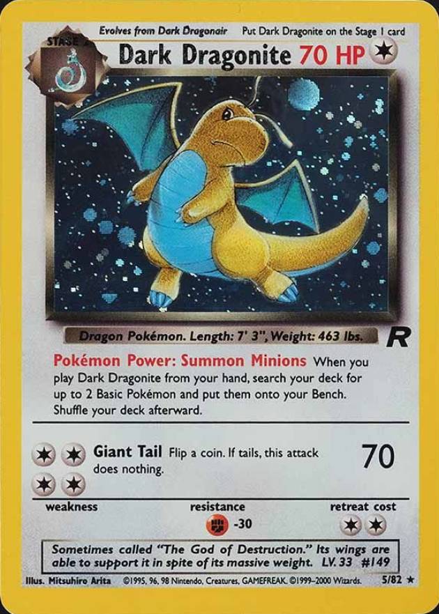 2000 Pokemon Rocket Dark Dragonite-Holo #5 TCG Card