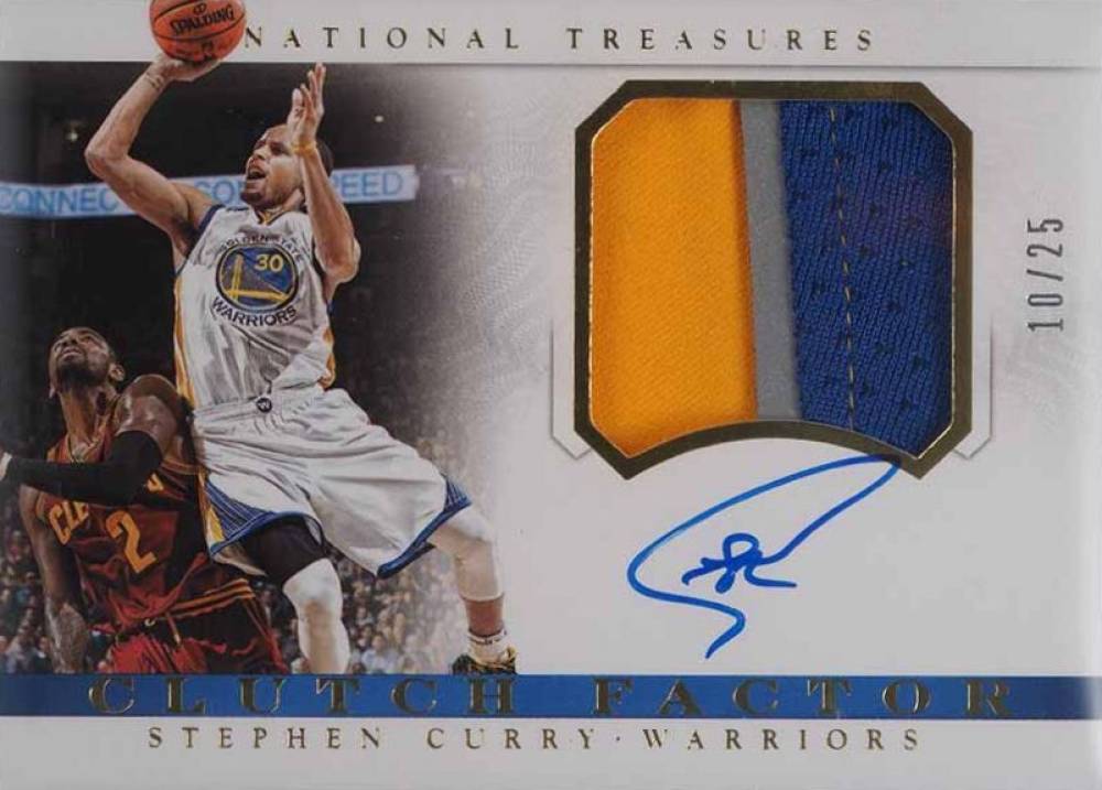2014 Panini National Treasures Clutch Factor Autograph Material Stephen Curry #CF-SC Basketball Card