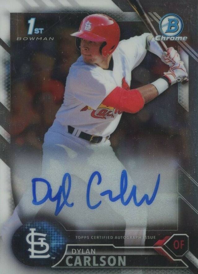 2016 Bowman Draft Chrome Draft Picks Autographs Dylan Carlson #CDADC Baseball Card