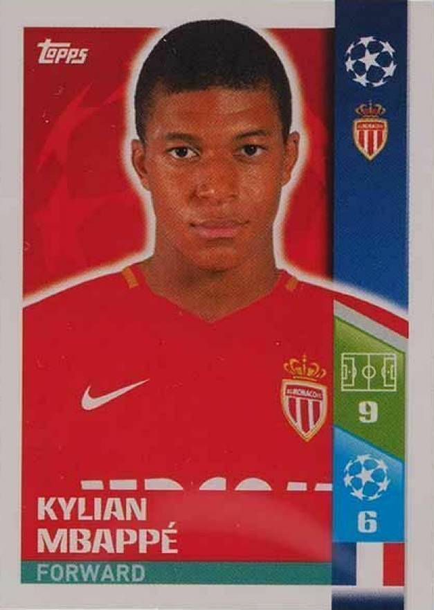 2017 Topps UEFA Champions League Sticker Kylian Mbappe #248 Soccer Card