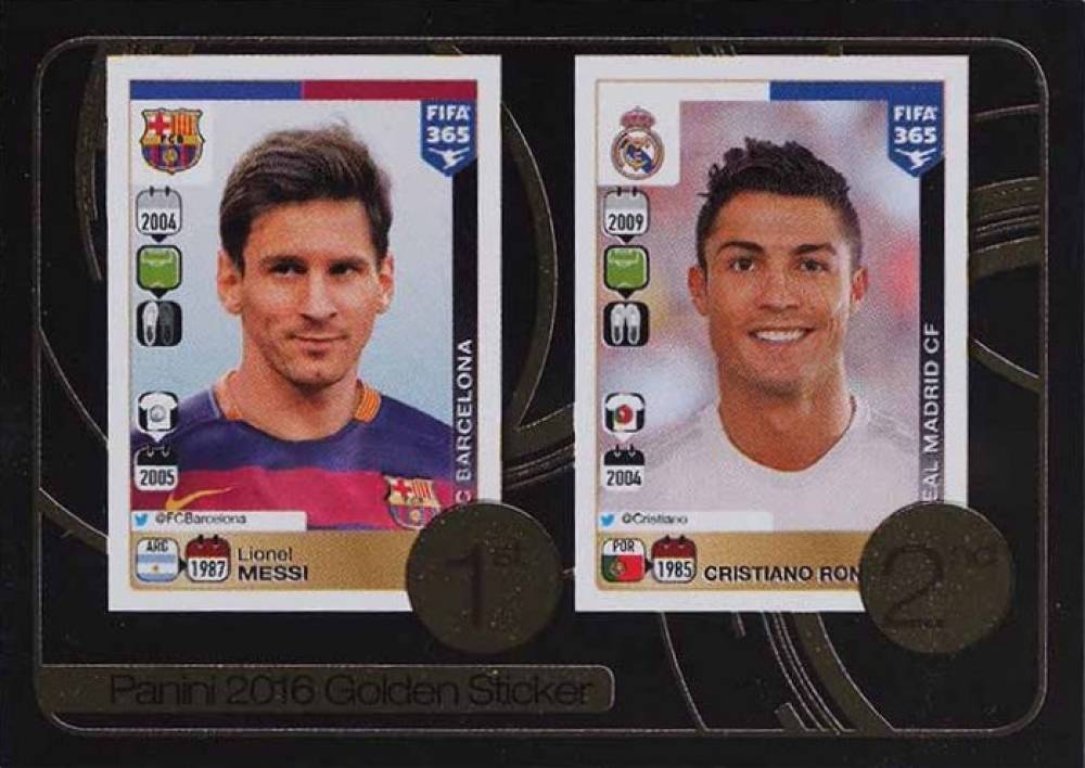2016 Panini FIFA 365 Cristiano Ronaldo/Lionel Messi #8 Soccer Card