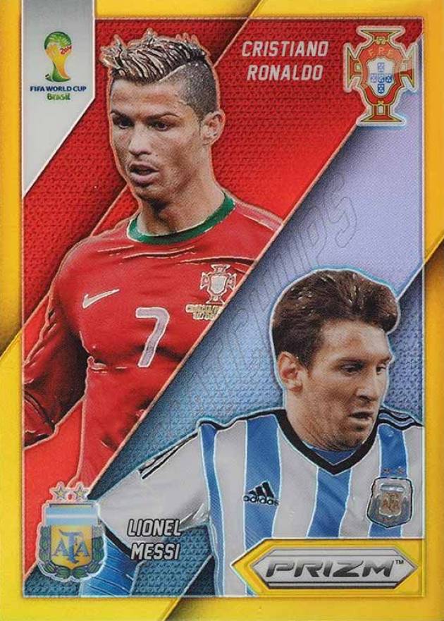 2014 Panini Prizm World Cup Matchups Cristiano Ronaldo/Lionel Messi #19 Soccer Card