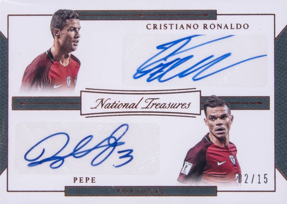 2018 Panini National Treasures Dual Signatures Cristiano Ronaldo/Pepe #DU-RP Soccer Card