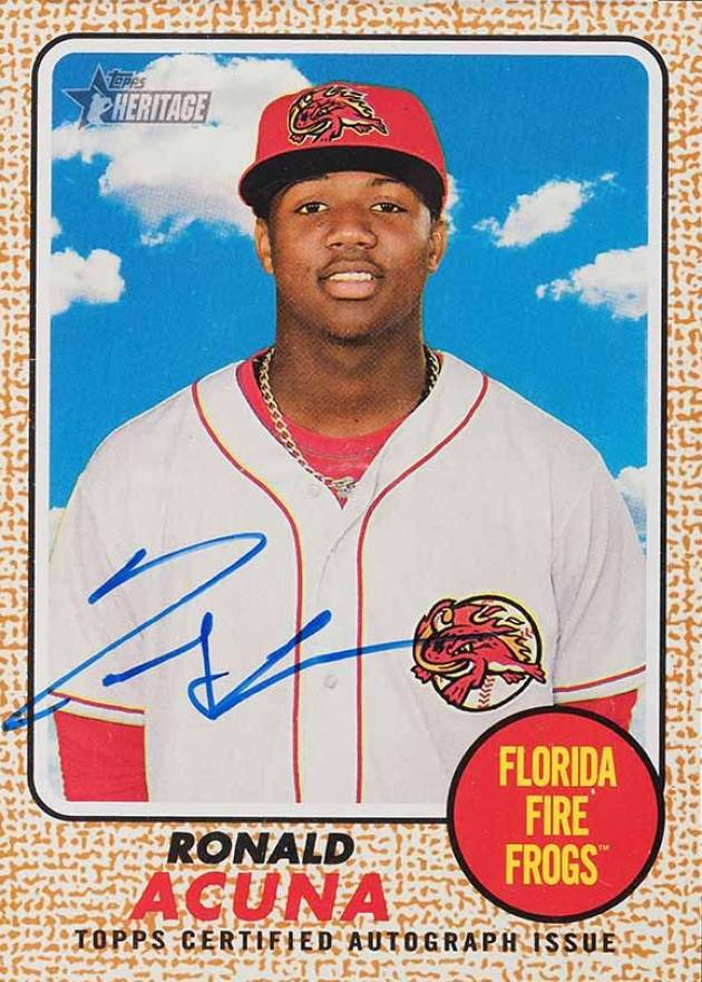 2017 Topps Heritage Real One Autographs Ronald Acuna #RA Baseball Card