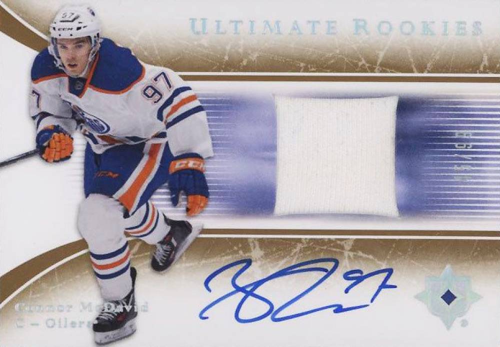 2015 Upper Deck Ultimate Collection '05 Ultimate Rookie Autograph Connor McDavid #05-CM Hockey Card