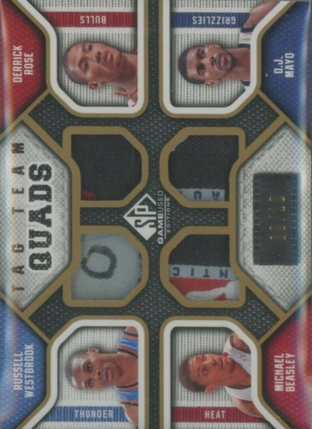 2009 SP Game Used Tag Team Quad Russell Westbrook/O.J. Mayo/Derrick Rose/Michael Beasley #1234  Basketball Card